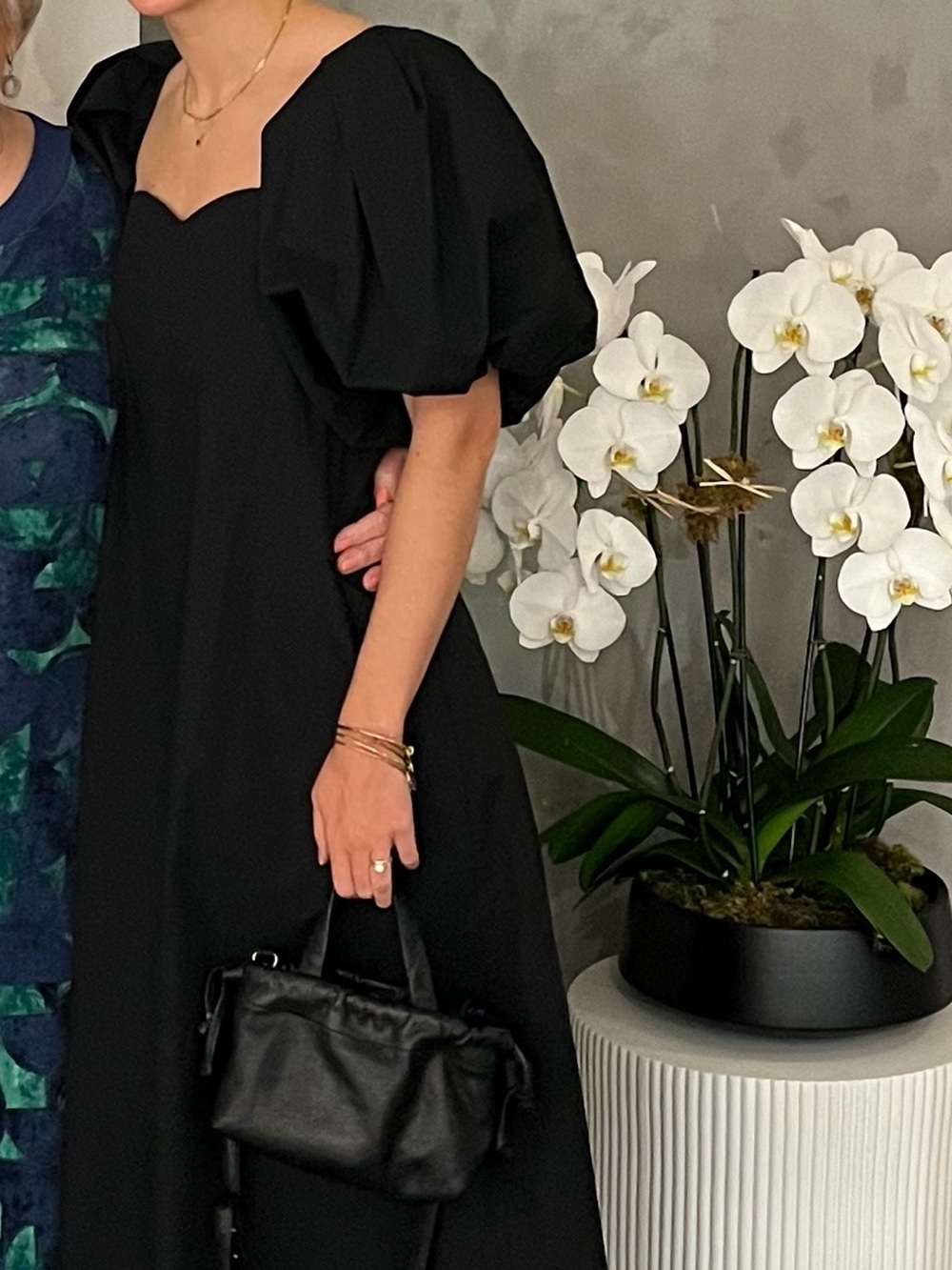 Banana Republic Black Puff-Sleeve Maxi Dress